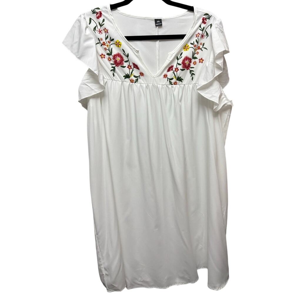 NWOT-2XL-Embroidered Ruffle Midi Dress